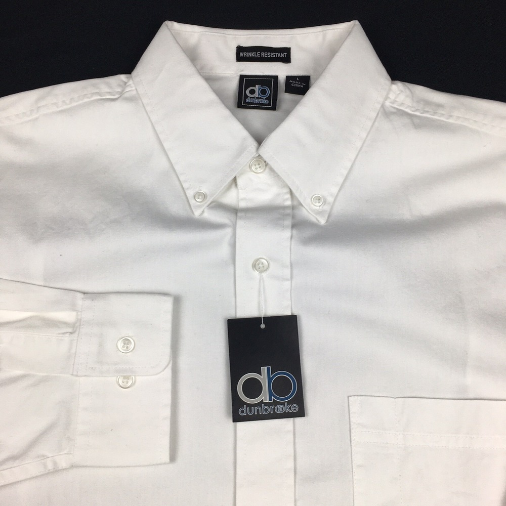 Dunbrooke Shirt Mens Large White Cotton Twill Wrinkle Free NWT!‎